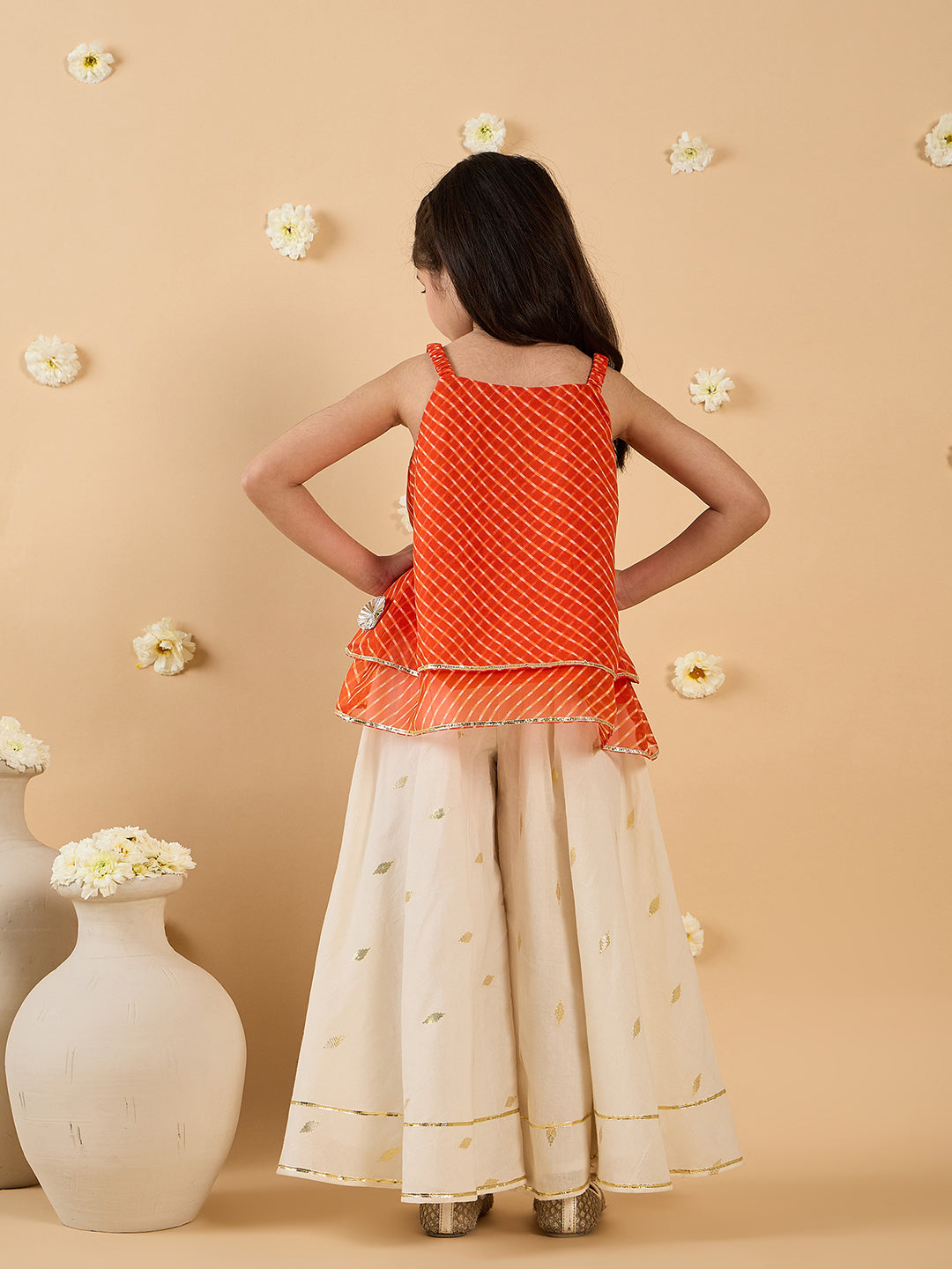 2-Piece Red & White Top & Palazzo Set (IW25006004)