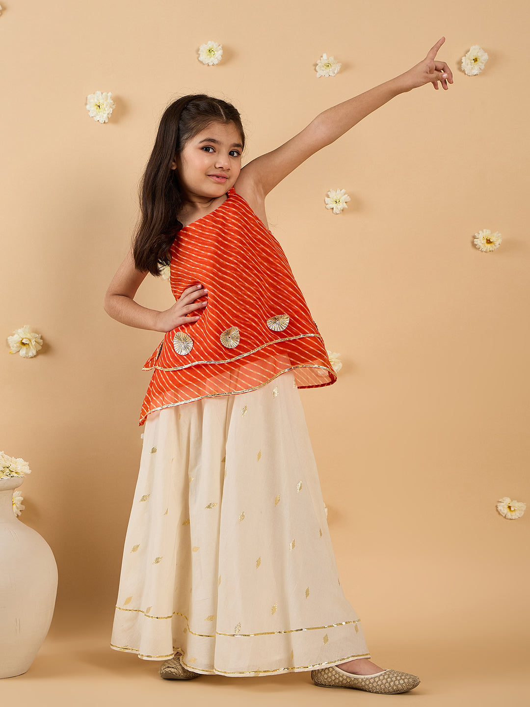 2-Piece Red & White Top & Palazzo Set (IW25006004)