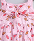 Girls Pink Beige Ice-Cream Print Cotton A-Line Dress With Tie-Up (d-icecream)