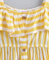 Pspeaches Girls Yellow White Striped A-Line Dress With Layered Detail (D-YELLOW WHITE STRIPES)