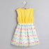 Pspeaches Girls Yellow White Hearts Print Net Fit And Flare Dress (D-HEARTMULTI)