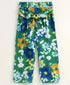 Pspeaches Girls Mustard Yellow Green Solid Bardot Top With Floral Print Trousers (S-GREEN FLOWERS)