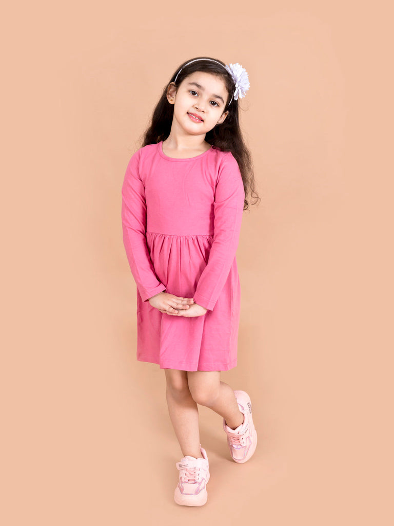 Pspeaches Girls Multicoloured Pack Of 2 Round Neck Gathered Or Pleated Cotton Fit Flare (HS-MULTI GLASSES)