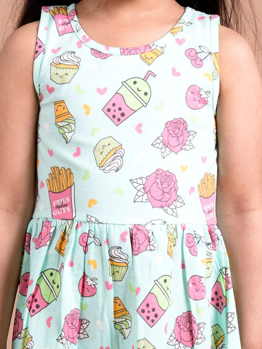 Pspeaches Green Pink Floral Dress (HS-GREEN ROSE)