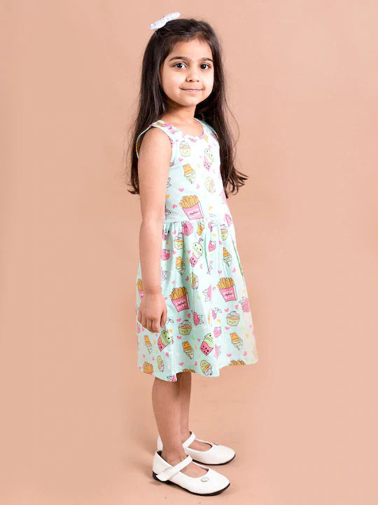 Pspeaches Green Pink Floral Dress (HS-GREEN ROSE)