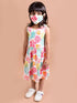 Pspeaches White Pink Floral A-Line Midi Dress (HS-WHITE FLORAL)