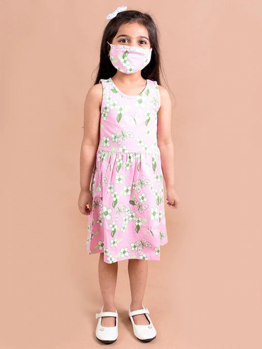 Pspeaches Pink Green Floral Dress (HS-PINK FLORAL)
