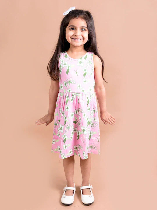 Pspeaches Pink Green Floral Dress (HS-PINK FLORAL)