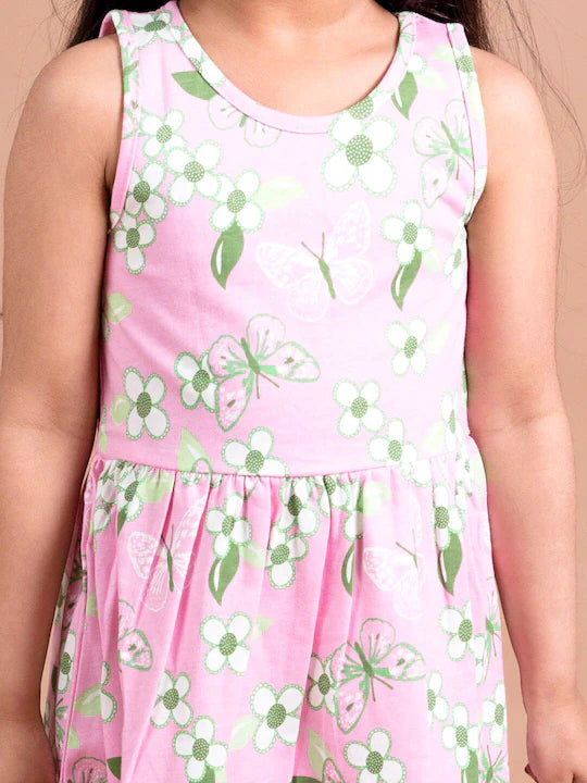 Pspeaches Pink Green Floral Dress (HS-PINK FLORAL)