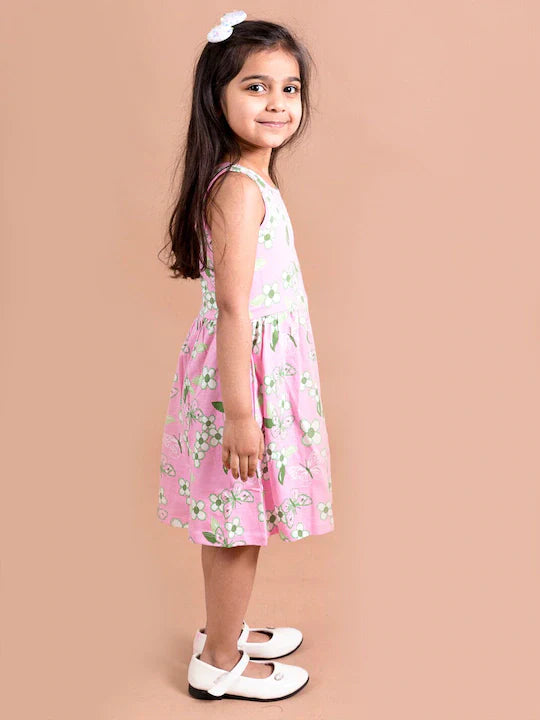 Pspeaches Pink Green Floral Dress (HS-PINK FLORAL)