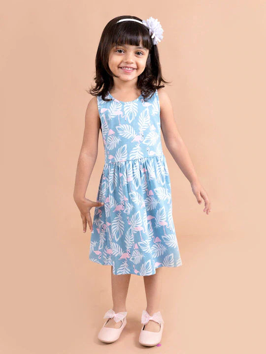 Pspeaches Blue White Tropical Dress (HS-FALCON BLUE)