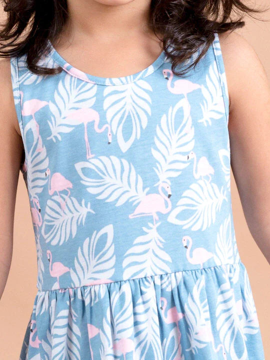 Pspeaches Blue White Tropical Dress (HS-FALCON BLUE)