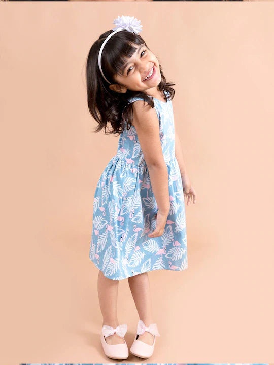 Pspeaches Blue White Tropical Dress (HS-FALCON BLUE)