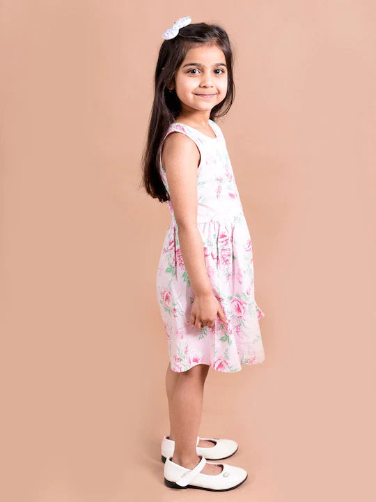 Pspeaches Pink Green Floral Dress (HS-PINK ROSE)