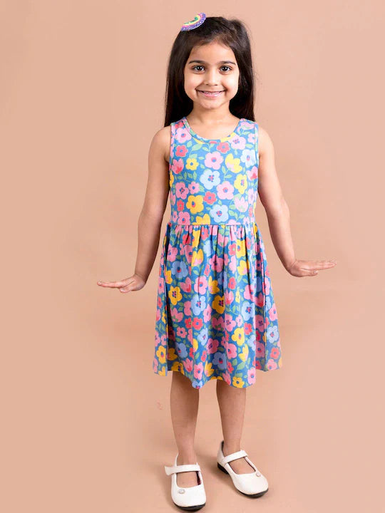 Pspeaches Multicoloured Floral Dress (HS-MULTI BLUE)