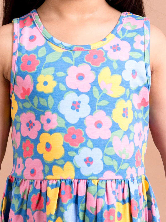 Pspeaches Multicoloured Floral Dress (HS-MULTI BLUE)