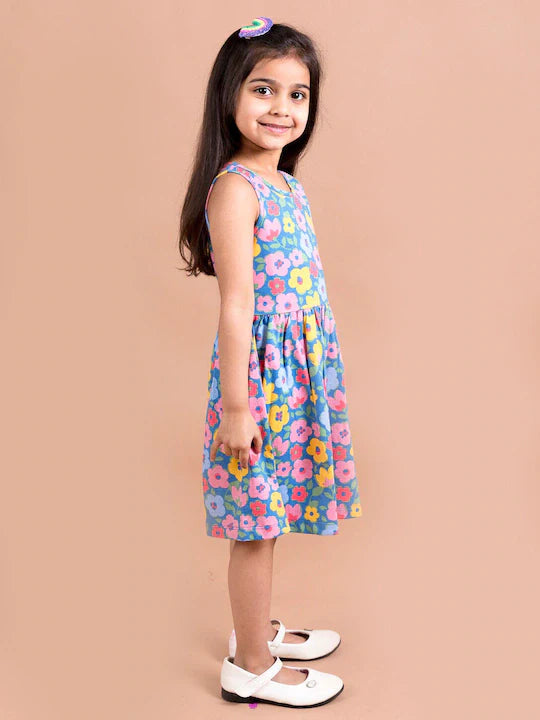 Pspeaches Multicoloured Floral Dress (HS-MULTI BLUE)