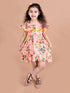 Pspeaches Girls Coral Green Floral Off-Shoulder Fit And Flare Dress (D-CORAL FLORAL)