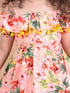 Pspeaches Girls Coral Green Floral Off-Shoulder Fit And Flare Dress (D-CORAL FLORAL)