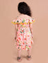 Pspeaches Girls Coral Green Floral Off-Shoulder Fit And Flare Dress (D-CORAL FLORAL)