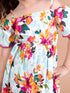White & Blue Floral Print Fit & Flared Dress (d-mist flared)