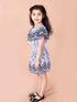 Pspeaches Girls Blue Black Embroidered Top With Skirt (SK-SCHIFFLI SKIRT)