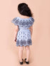 Pspeaches Girls Blue Black Embroidered Top With Skirt (SK-SCHIFFLI SKIRT)