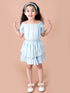 Pspeaches Girls Blue Printed Top With Skirt (SK-SHADED FLOWER)
