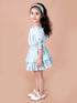 Pspeaches Girls Blue Printed Top With Skirt (SK-SHADED FLOWER)