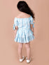 Pspeaches Girls Blue Printed Top With Skirt (SK-SHADED FLOWER)