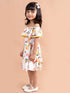 White Floral Off-Shoulder A-Line Off-shoulder no sleeves Casual Wear Dress (d-floral tropical)