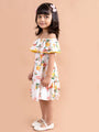White Floral Off-Shoulder A-Line Off-shoulder no sleeves Casual Wear Dress (d-floral tropical)