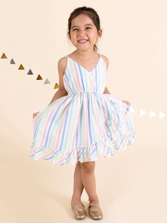 White Striped Dress (d-frill white)