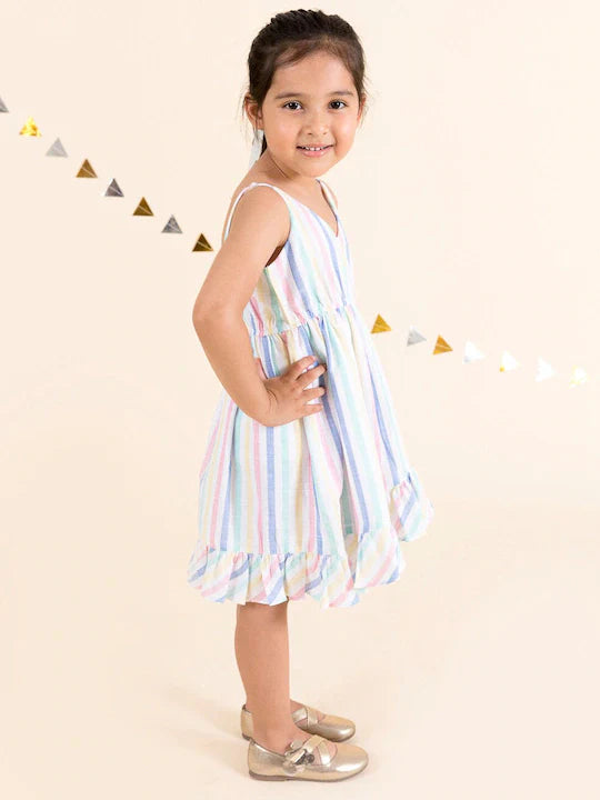 White Striped Dress (d-frill white)