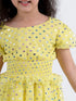 Pspeaches Girls Yellow Floral Net Dress (D-YELLOW SHIMMER)