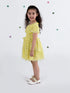 Pspeaches Girls Yellow Floral Net Dress (D-YELLOW SHIMMER)
