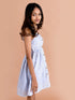Pspeaches Girls Blue White Striped Schiffli Cotton Fit Flare Dress (D-SCHFLI LACE)