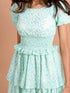 Pspeaches Girls Sea Green Pink Printed Chiffon Dress (D-SHIMMER MULTI)