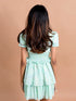 Pspeaches Girls Sea Green Pink Printed Chiffon Dress (D-SHIMMER MULTI)