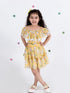 Pspeaches Yellow Floral Print Off Shoulder Top Skirt Set (SK-YELLOW FLORAL)