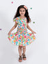 Pspeaches Girls White Blue Printed Top With Skirt (SK-FLORAL SPRING)