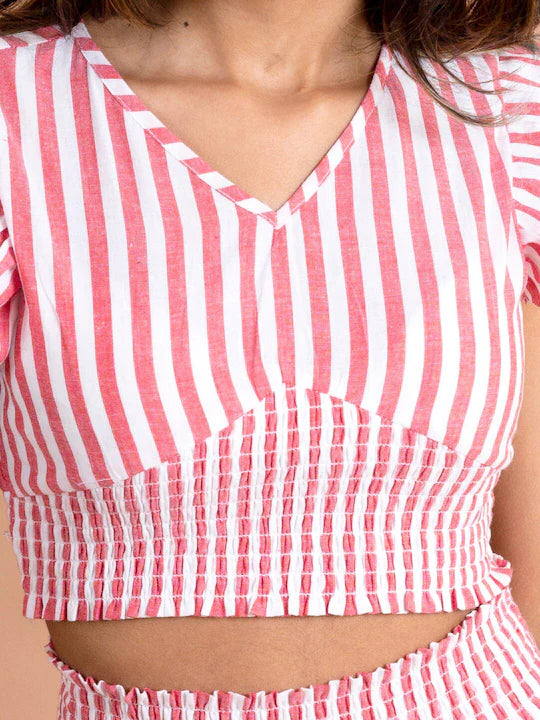 Pspeaches Red Striped Co-Ords Set (SK-RED STRIPE)