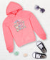 Pspeaches Girls Printed Hooded Sweatshirt (SW-PINK)