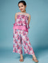 Girls Printed Sleeveless Top With Palazzos (s-pleatpink)
