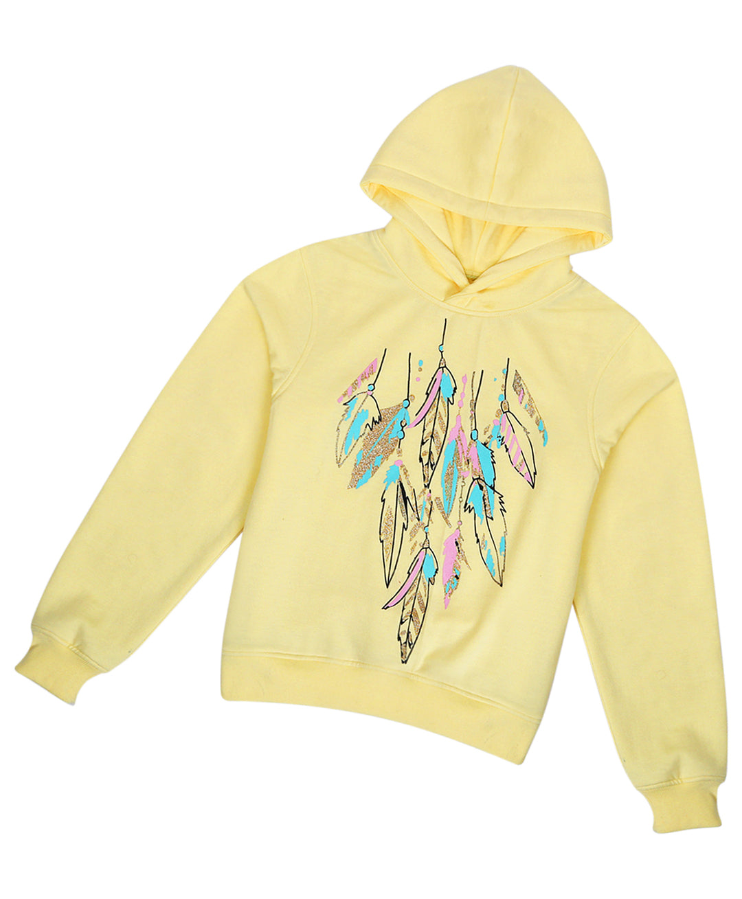 Pspeaches Girls Printed Hooded Sweatshirt (SW-LEMON)