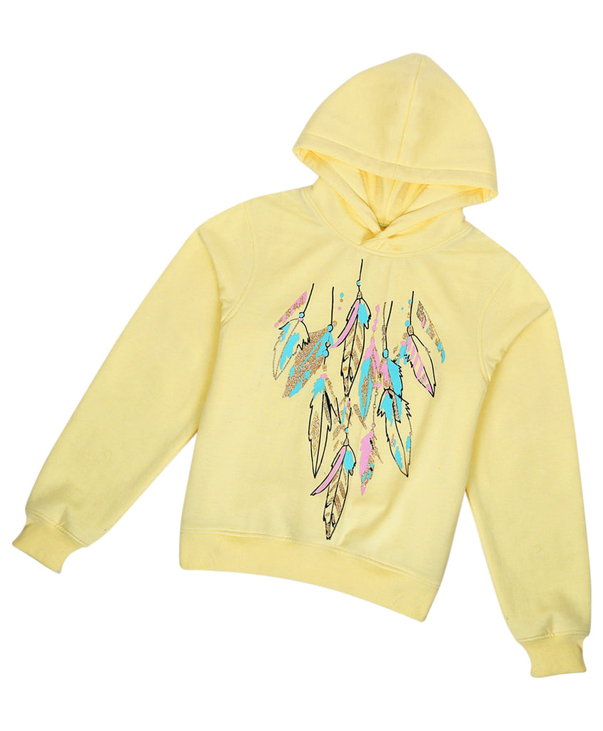 Pspeaches Girls Printed Hooded Sweatshirt (SW-LEMON)