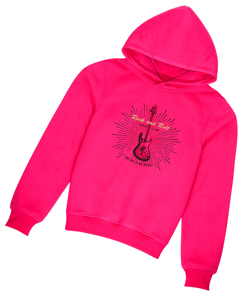 Pspeaches Girls Printed Hooded Sweatshirt (SW-MAGENTA)