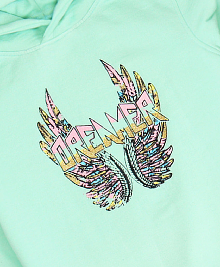 Pspeaches Girls Printed Hooded Sweatshirt (SW-GREEN)