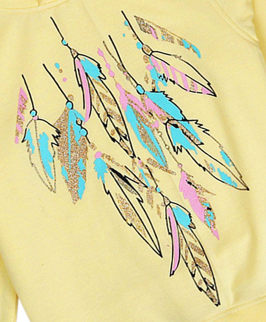 Pspeaches Girls Printed Hooded Sweatshirt (SW-LEMON)