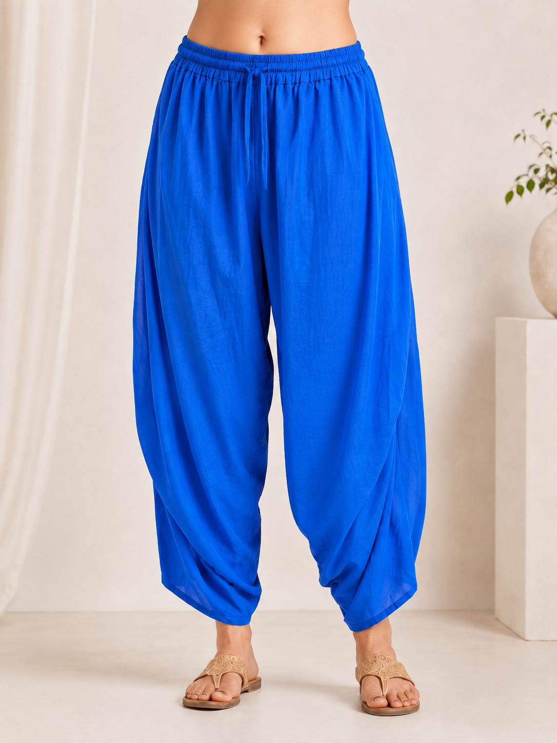 Women's Blue Cotton Mirror Printed Straight Kurta Set with Pants